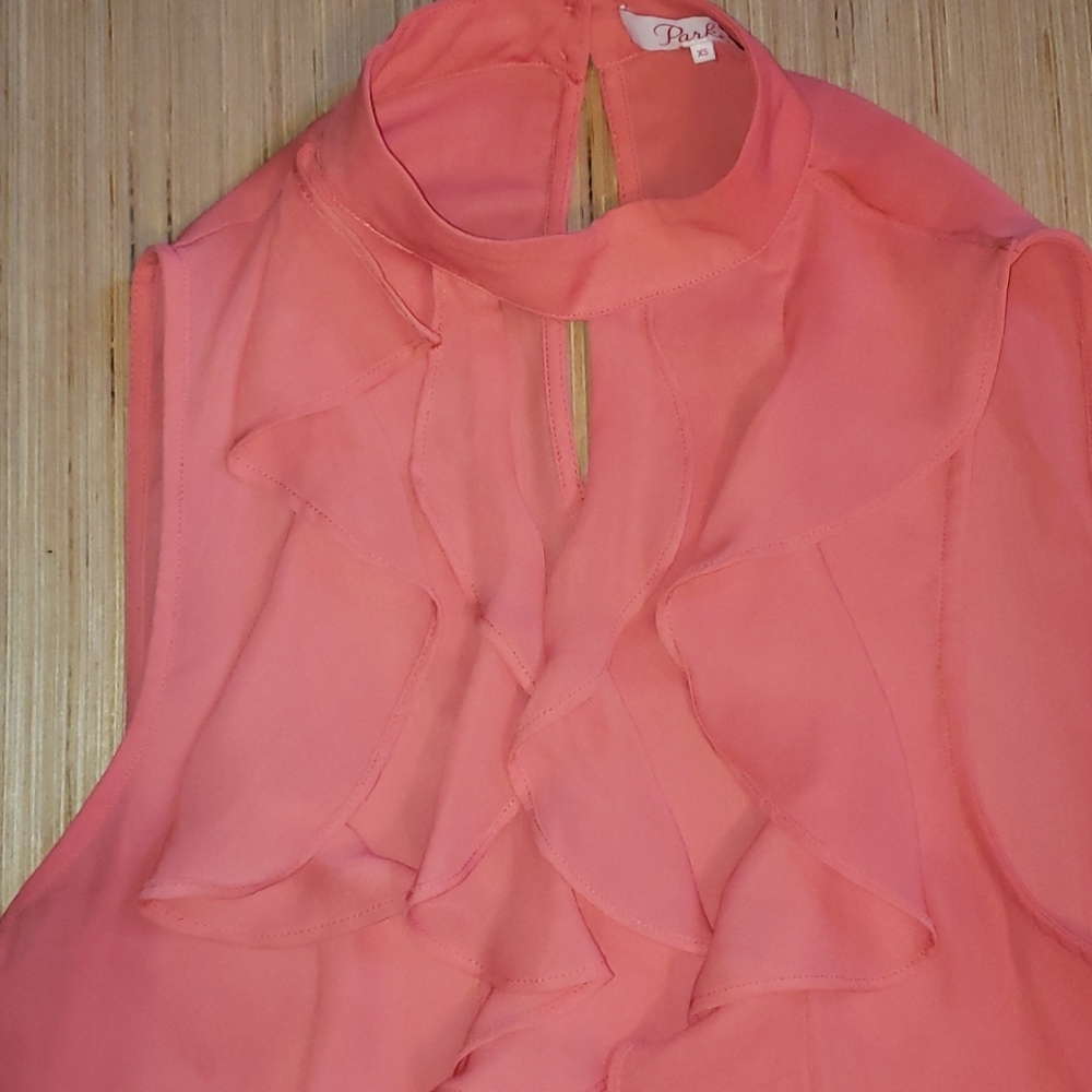 Parker coral ruffled sleeveless top - Picture 3 of 5